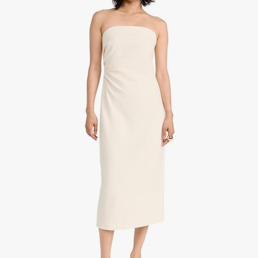 Vince Cream Strapless Midi Dress